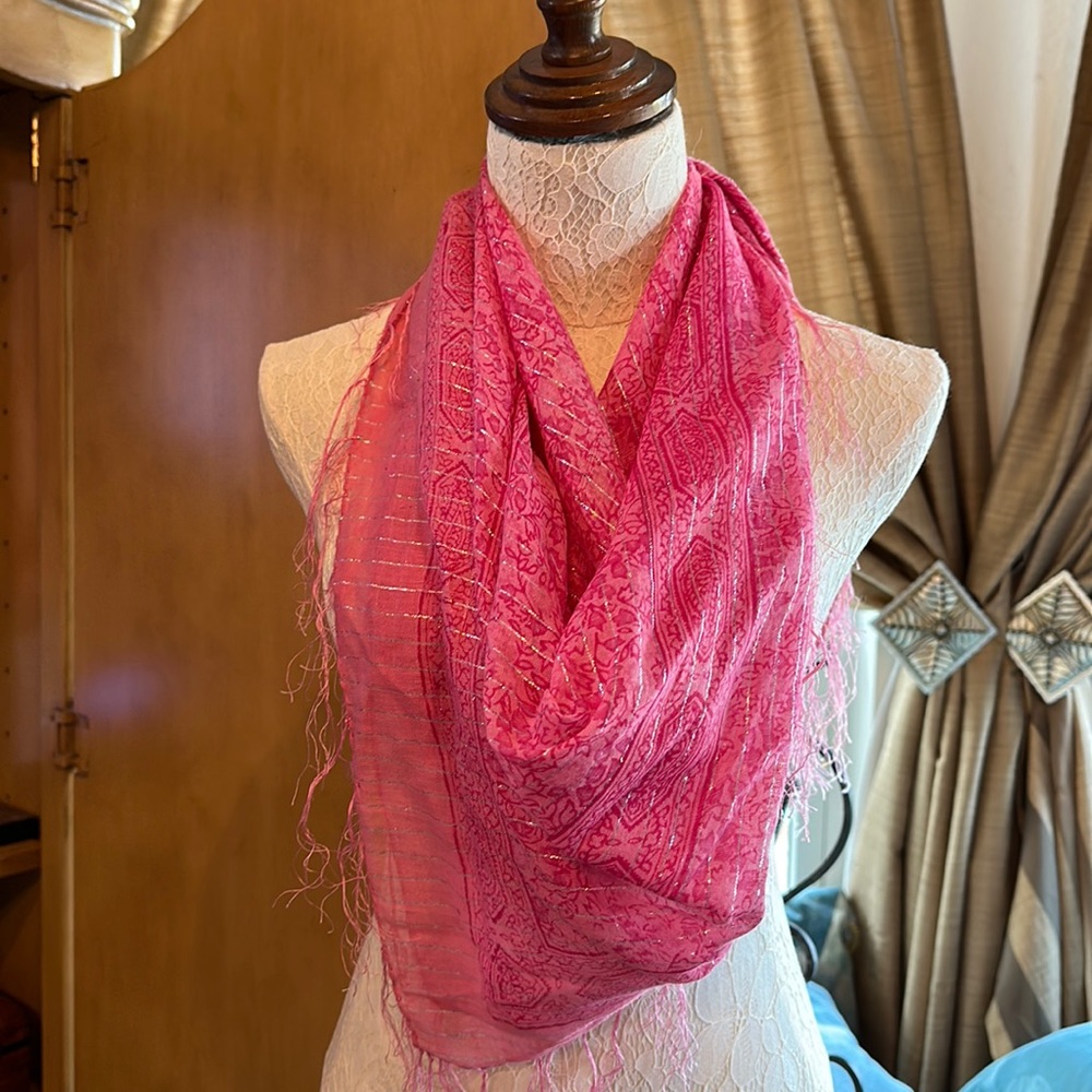 Bohemian pink & silver scarf